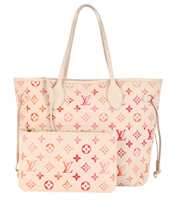Neverfull Sunrise Aquarelle MM, Empriente Leather, White/Pink, NFC, DB/B/P